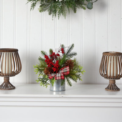 Pine Cones and Berries Silk Arrangement