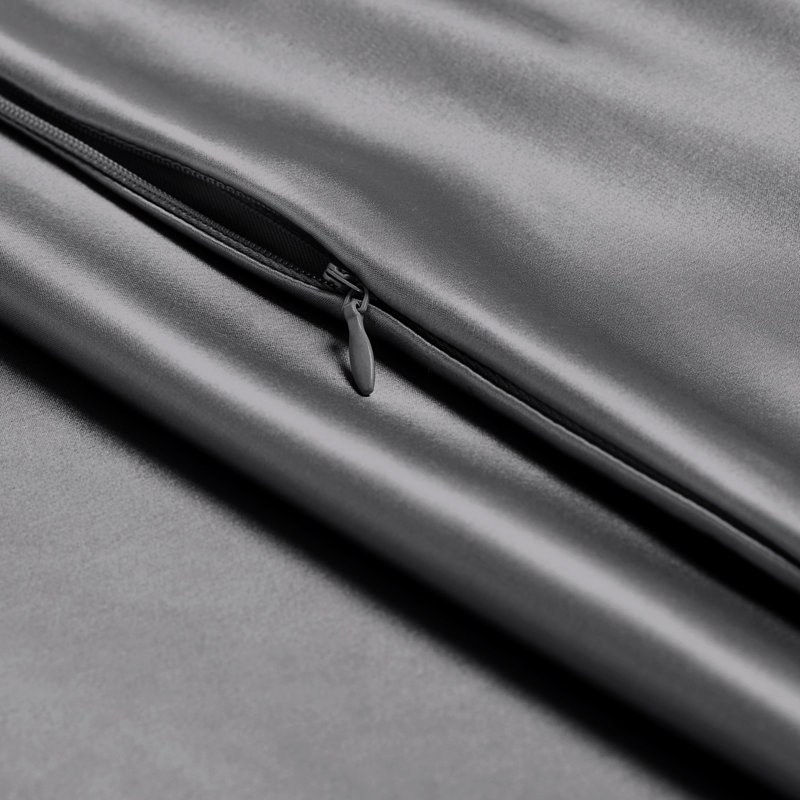 100% Mulberry Silk Pillowcase Zipper Closure, Gray, 1 King Pillowcase