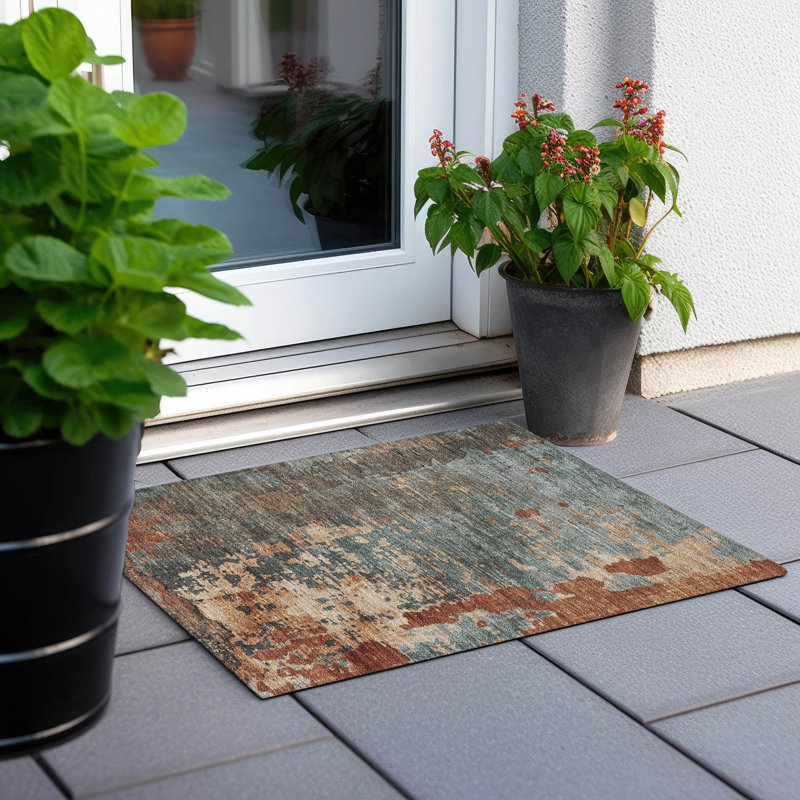 Tapis intérieur / extérieur lavable à la machine Cinead ACN1702 Seafoam, Rectangle 1 pi 8 po x 2 pi 6 po