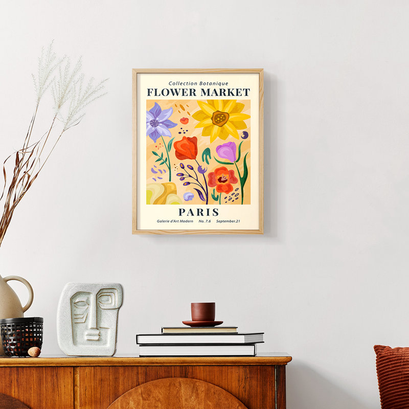 Motif floral rétro Cxxviii, Naturel, H 10 po x l 8 po