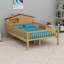 Lit plateforme en bois avec tête de lit en forme de maison, DEL et rangement intégré-1654357463-1654357458