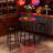 3 Pieces Round Bar Table And Chairs Set, Small Dining Table With 2-Tier Storage Shelf And 2 Upholstered Bar Stools