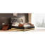 Grand lit tapissier grand format: 360 DEL, rangement hydraulique, Type-c, noir Pu Advance Led, Splendor