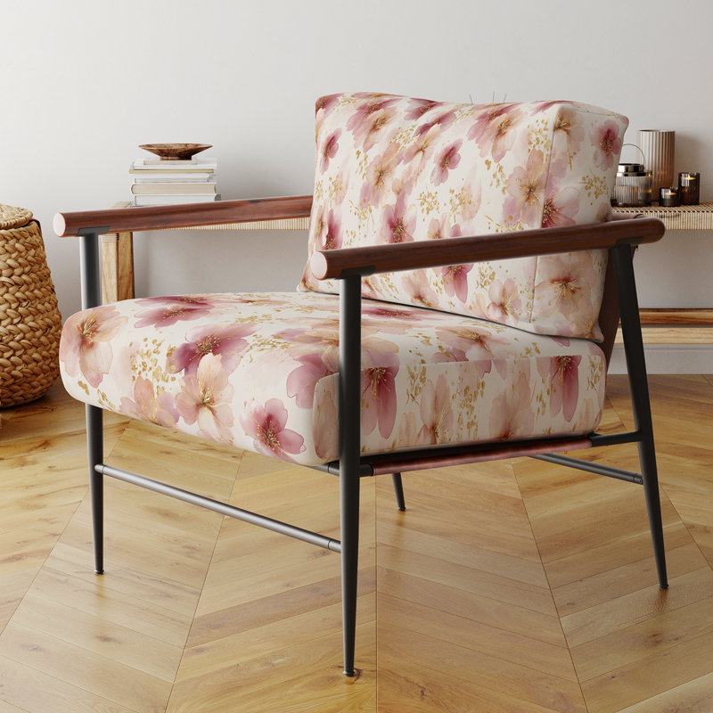 Chaise rembourrée Country Farmhouse, Bras ronds bruns