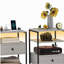 Ensemble de 2 tables d'appoint avec stations de charge et lumières DEL, table d'appoint à 3 niveaux avec ports USB et prises de courant, une combinaison de salon avec tiroir et tablette-1956006651
