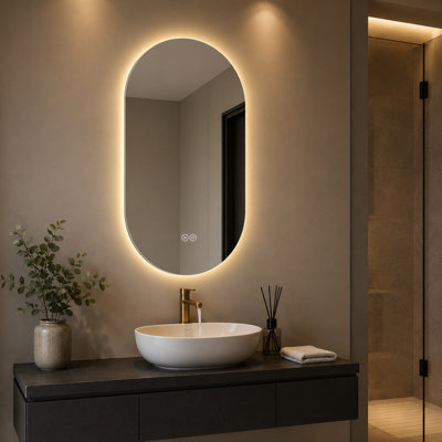 Miroir de salle de bain 36 "x 24" à DEL ovale - Miroir de salle de bain mural intelligent avec anti-buée