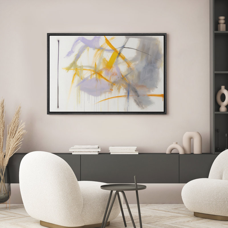 «Neutral Abstract Wall Art», reproduction d'art sur toile encadrée, H 16 po x l 24 po, Noir