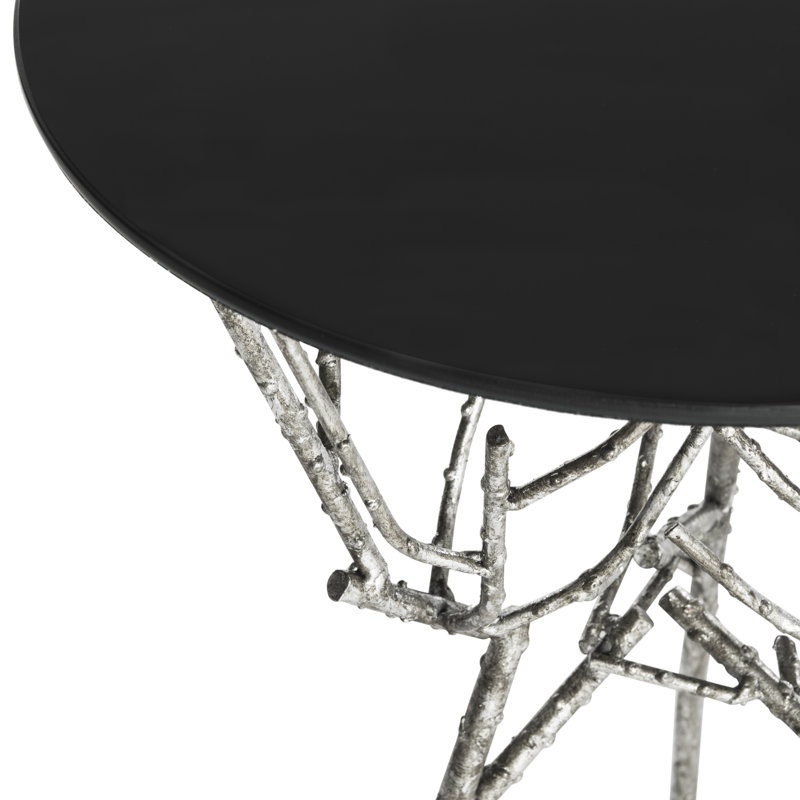 Table de bout Oxendine, Plateau en verre argenté / noir