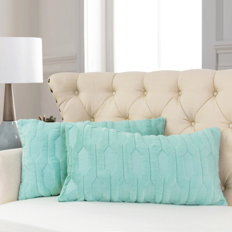 Housses de coussin en fausse fourrure Tatami, Vert glacé