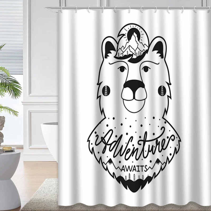 Rideau de douche avec 12 crochets Bear Pine, L 72 po x l 78 po