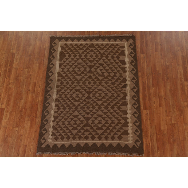 Geometric Kilim Wool Area Rug 5x7