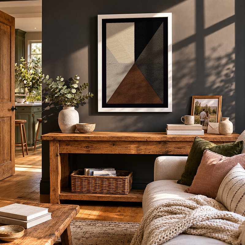 Geometric Division Minimalist - Framed Print, A3 - 42.0 x 29.7 cm, White