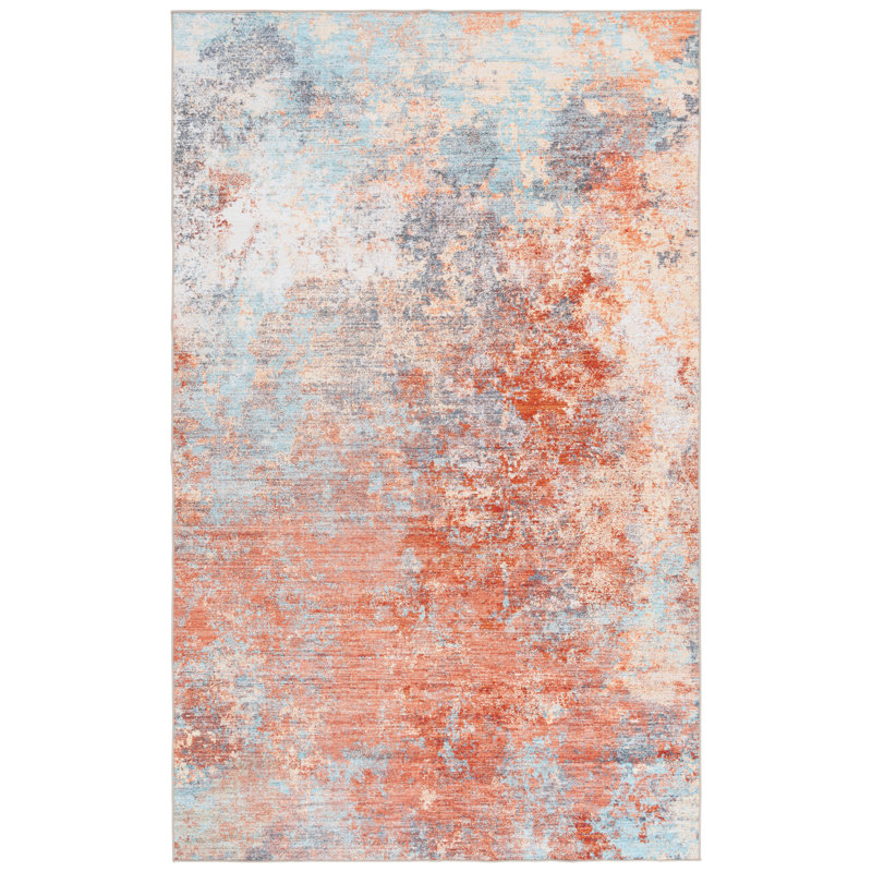 Tapis Kochyar 943 de couleur rouille / turquoise, Rectangle 4 pi x 6 pi