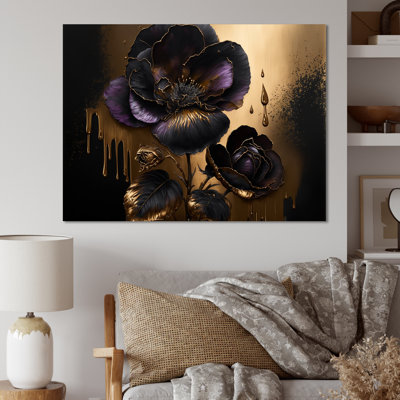 Black And Gold Violets II - Violet Wall Art for Living Room