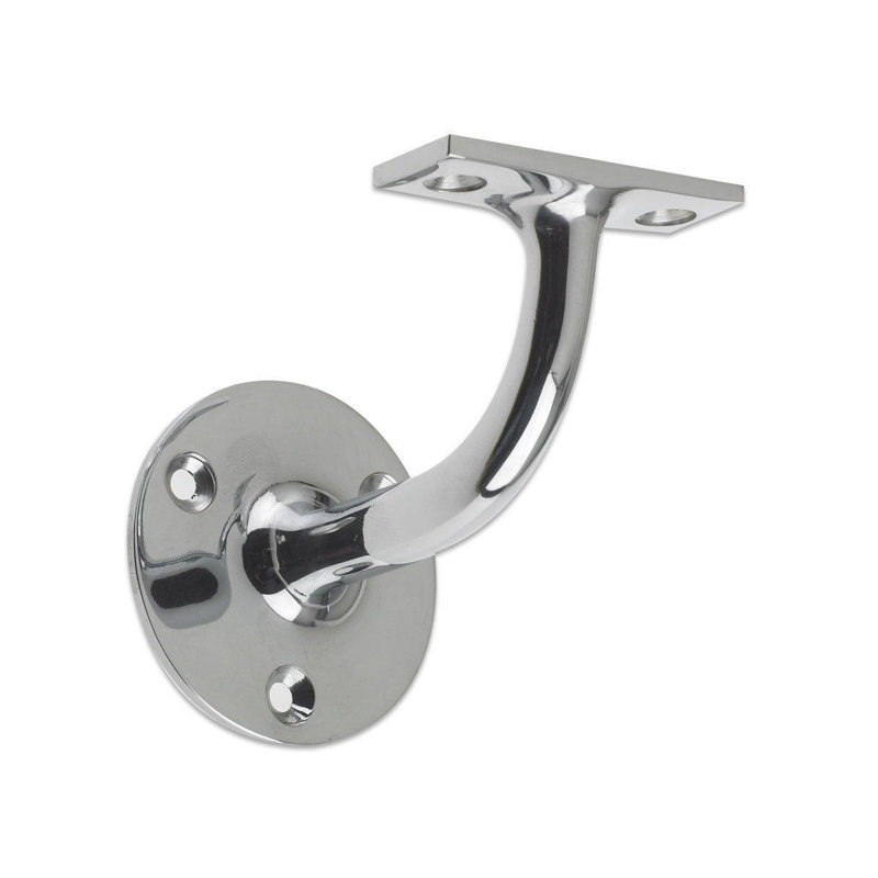  2 Pack Door Handrail Bracket in Brushed Satin Chrome - Heavy Duty Hardware - 75mm