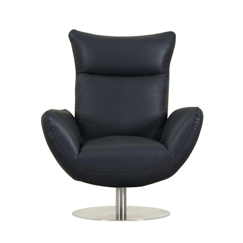 Méridienne 22 po en cuir véritable italien moderne, Marine