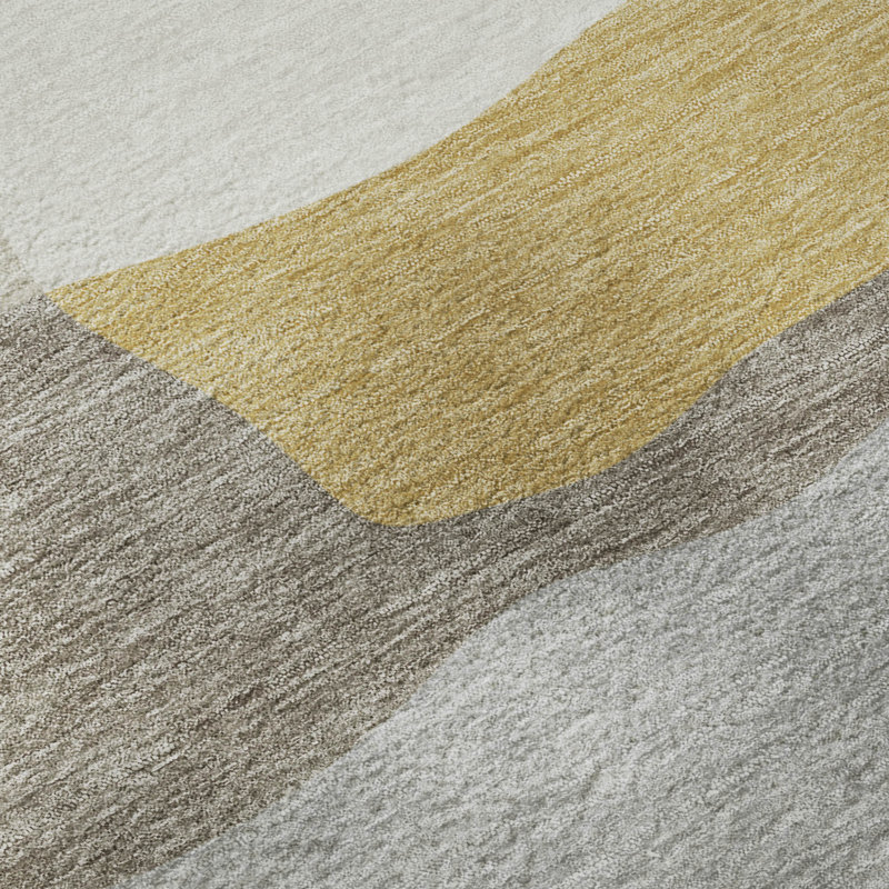 Premium Machine Washable Mayfield AMF2400 Geometric Rug, Beige, 10' x 14'