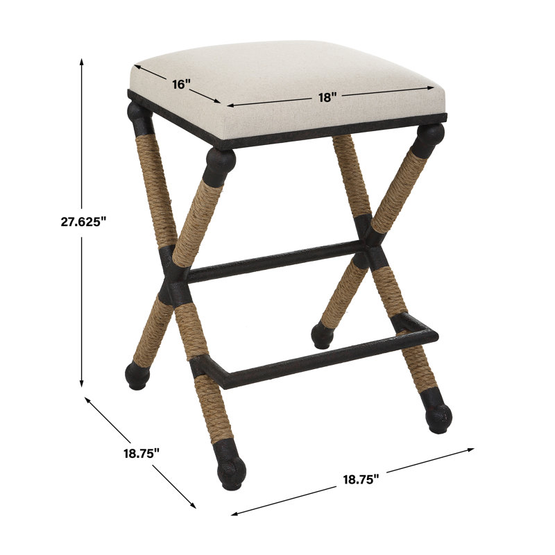 Oatmeal Upholstered Backless Iron Frame Counter Stool