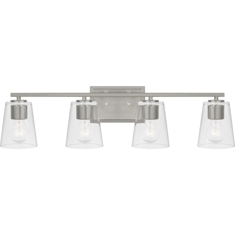 Éclairage de salle de bain à intensité variable à 4 lumières Rozena, Nickel brossé, Transparent
