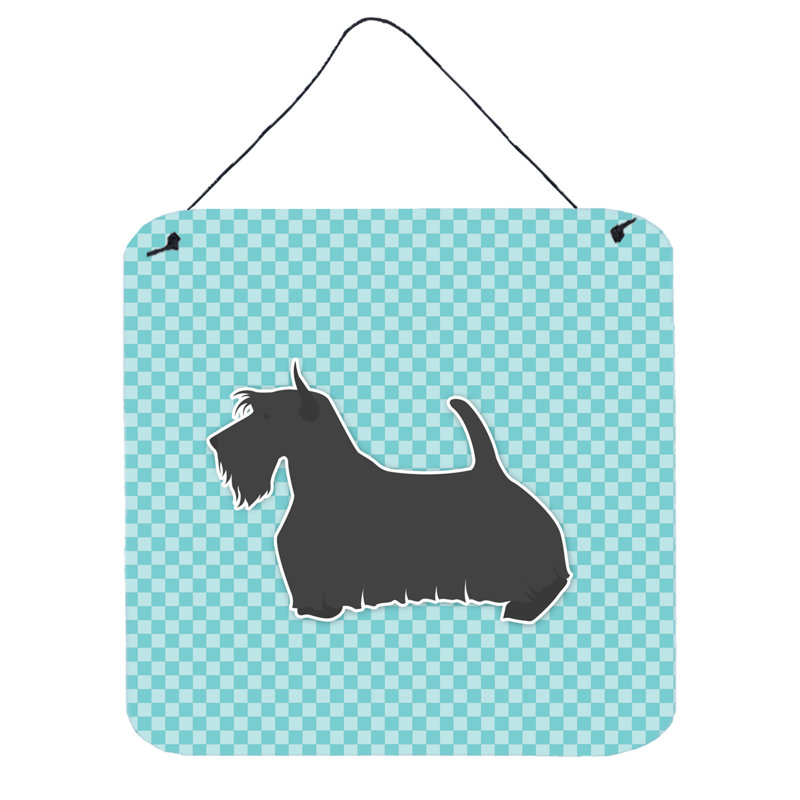Décoration murale damier écossais terrier, Bleu