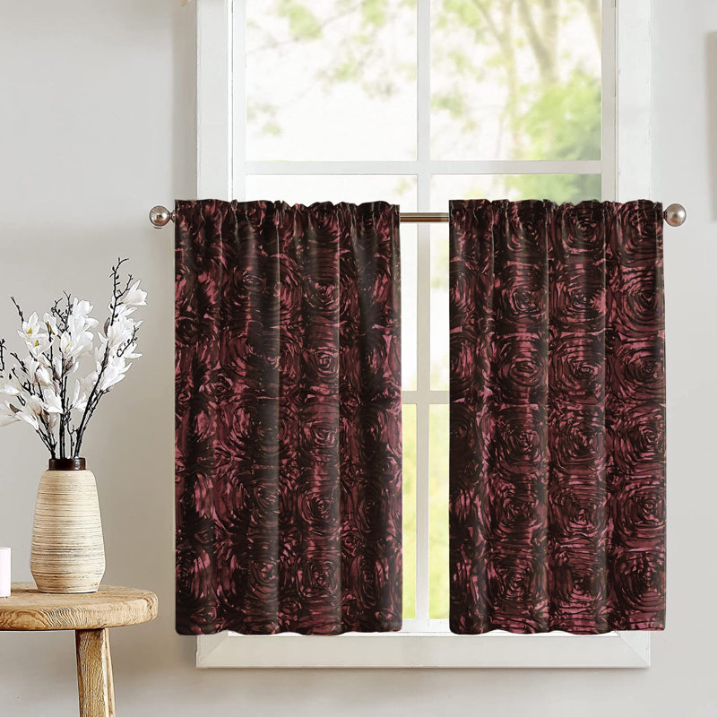 Rideau de café l 27 po Floral Tailored, Bourgogne