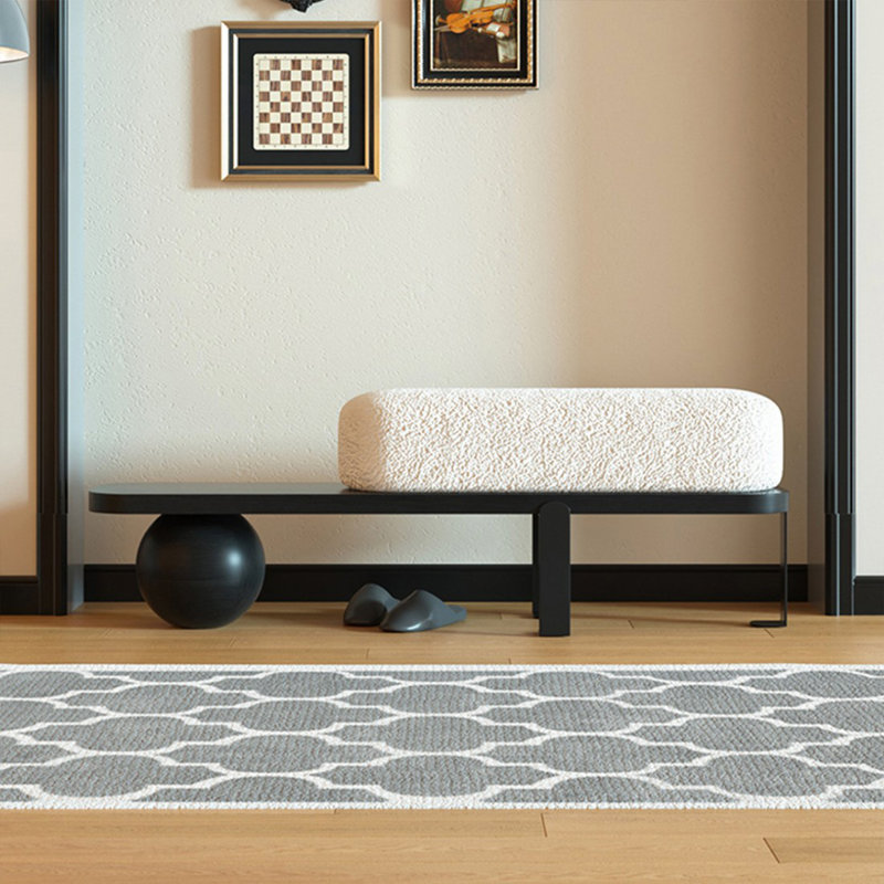 Banc rembourré blanc + noir, H 17,72 po x l 55,12 po x P 13,78 po