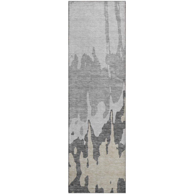 Premium Machine Washable Prisco Gray Rug, Runner 2'3" x 7'6"