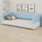 Sturdy Floor Bed with Integrated Upholstered Headboard & Arms-129604764
