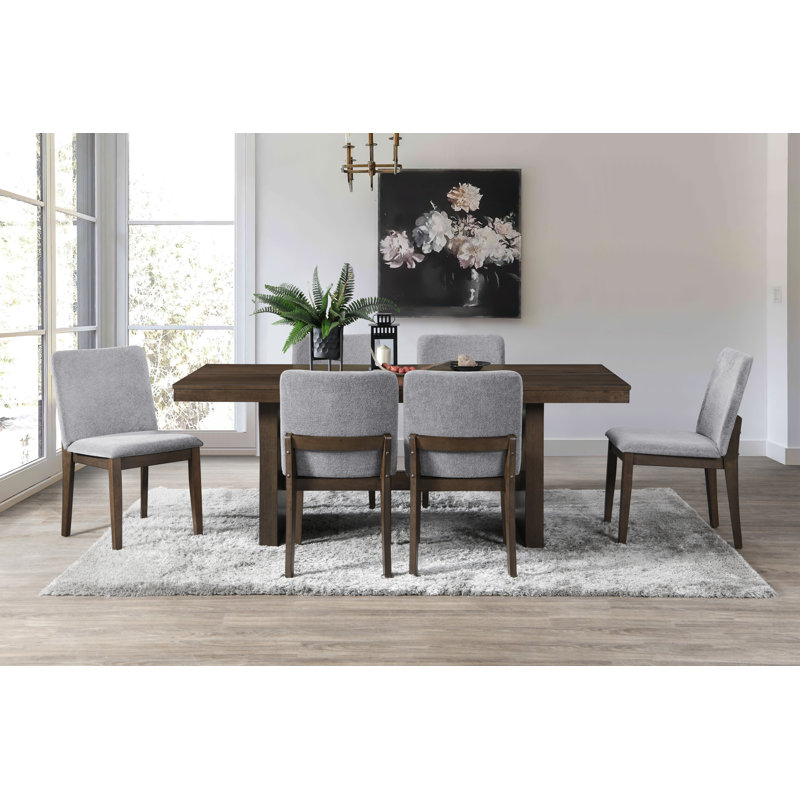 Ensemble de table de salle à manger 7 pièces Darrah, 7 pièces : table, 6 chaises, Gris
