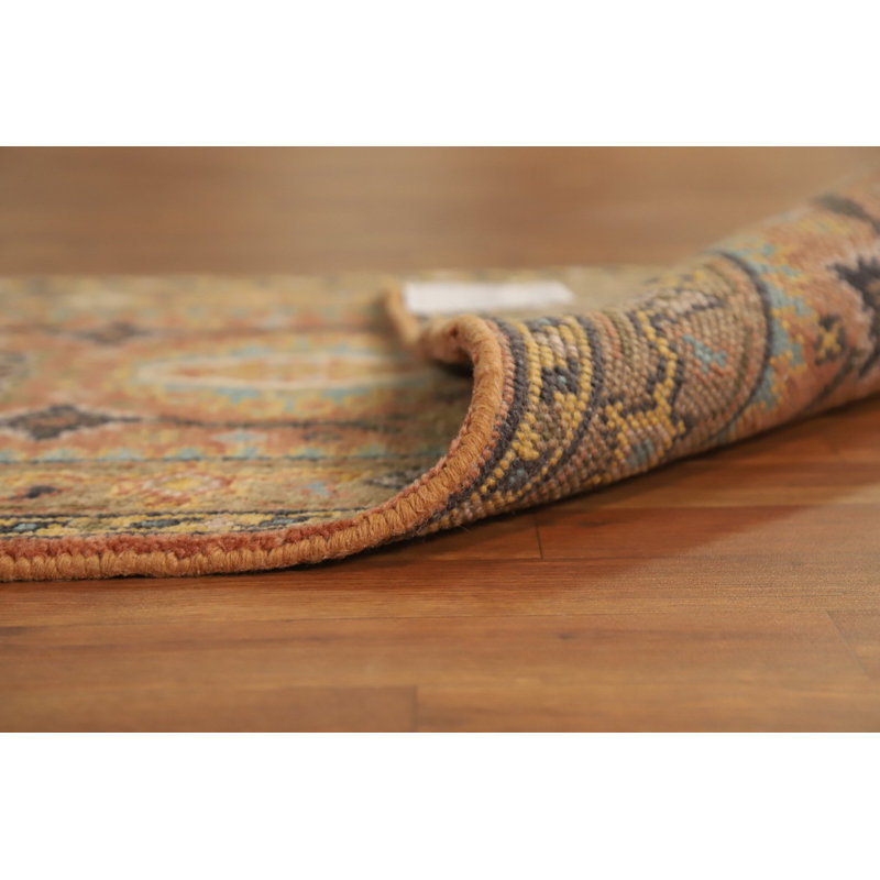 Tapis de couloir indien orange en laine 3x8