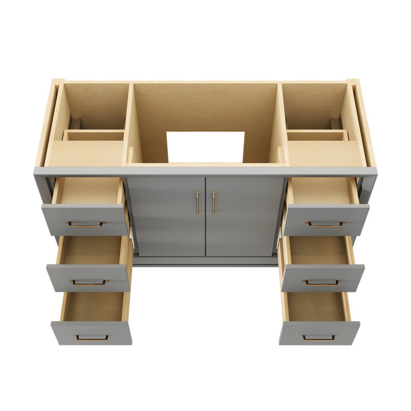Alexandra Single Extra Wide Bath Vanity, Platinum Gray, 54", Satin Gold