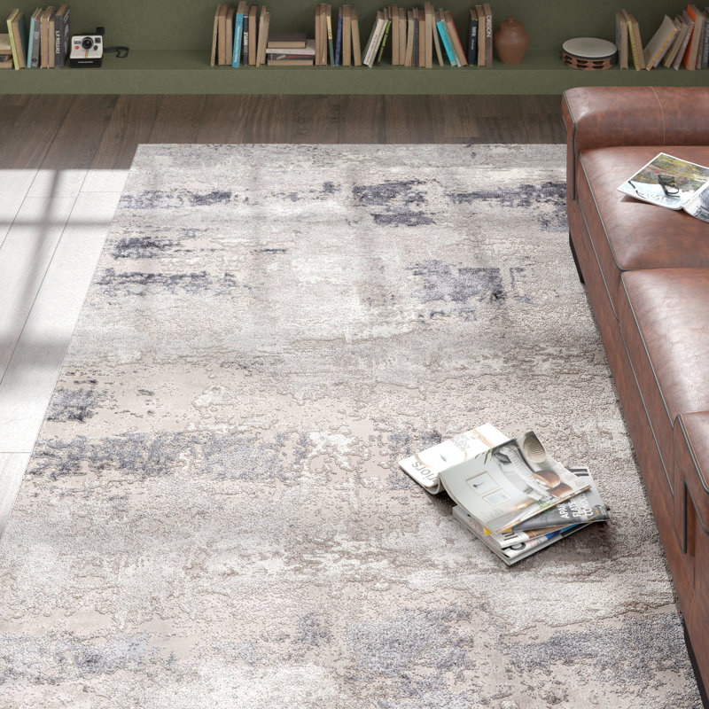 Kohr Abstract Charcoal/Light Gray Area Rug, Rectangle 5'3" x 7'3"