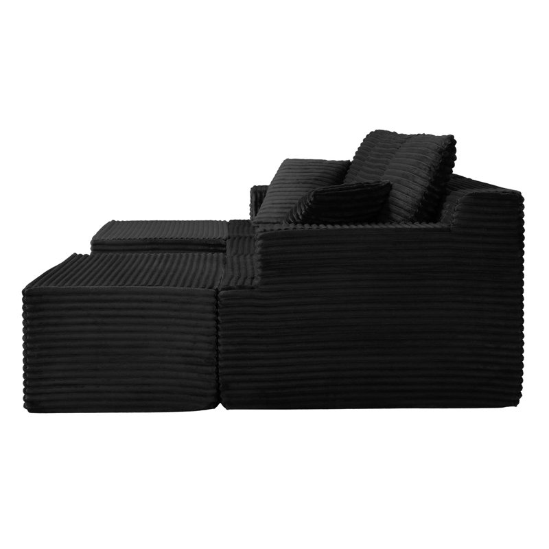 Canapé modulaire modulaire avec confort en mousse à mémoire de forme profonde, Tissu noir