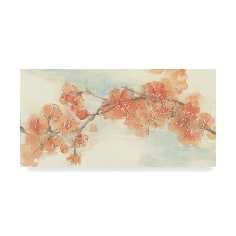 « pêche fleur ii », reproduction de peinture à l’acrylique sur toile tendue, H 10 po x l 19 po x P 2 po