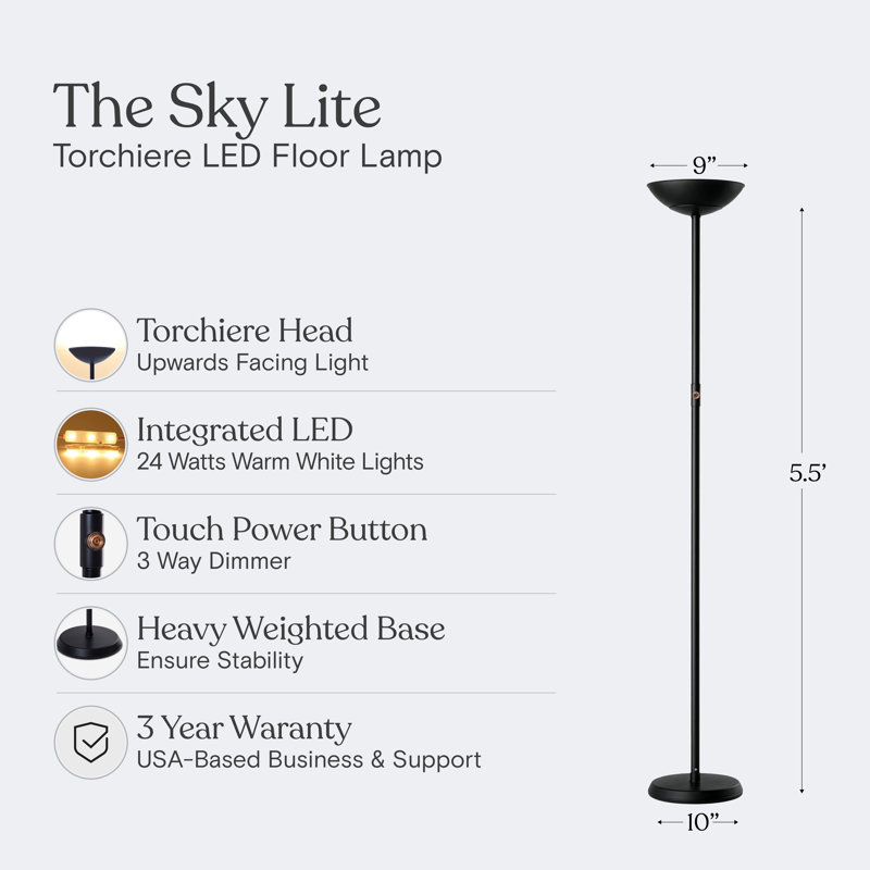 SkyLite 65 in. Industrial LED Floor Lamp with Dimmer