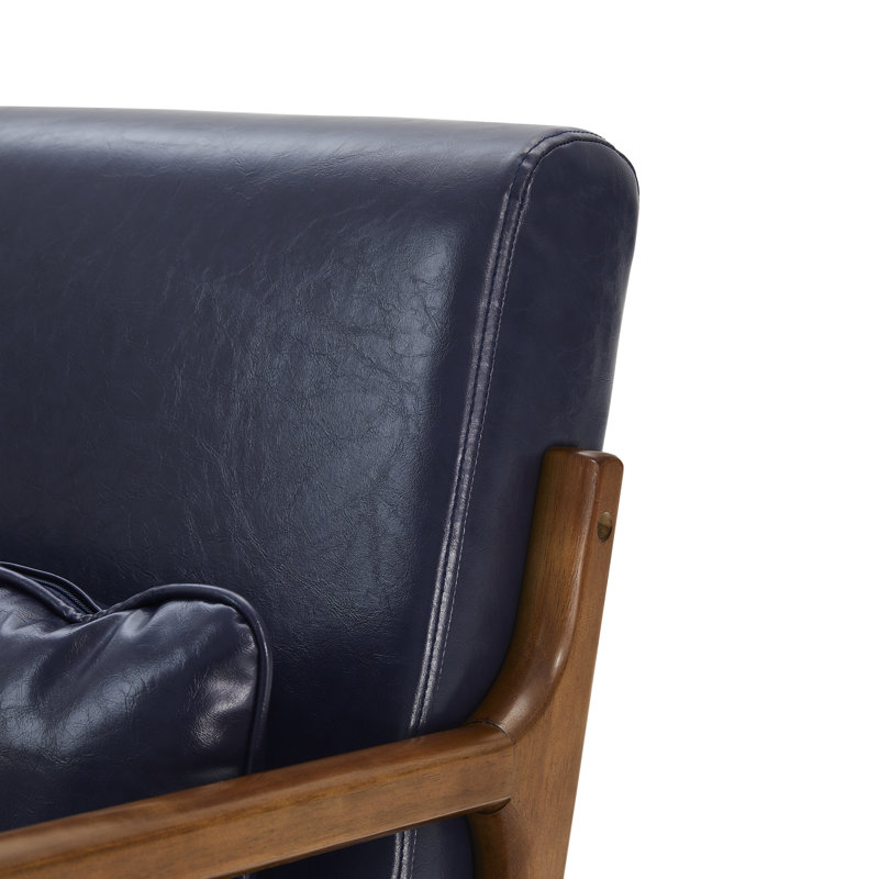 Bradley Faux Leather Armchair, Navy Performance Faux Leather