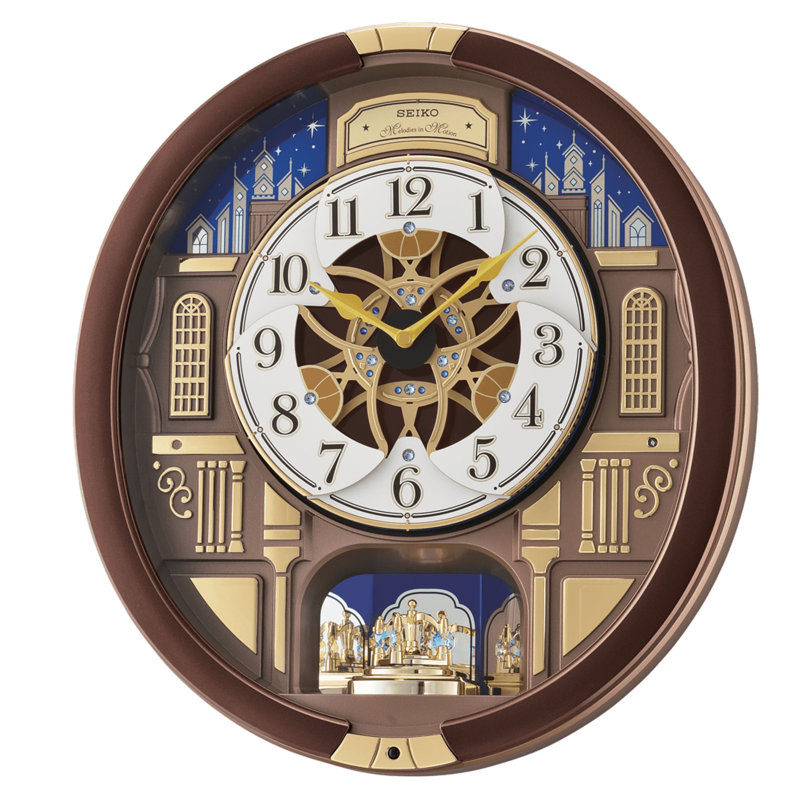 QXM362BRH Melodies In Motion Clock, Brown Metallic