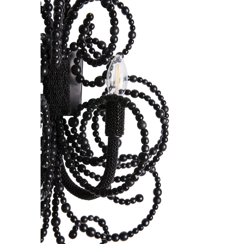 Wood Bead Wall Sconce, Black