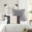 Ensembles de literie gris douillet, chevrons en polyester, style maison de campagne