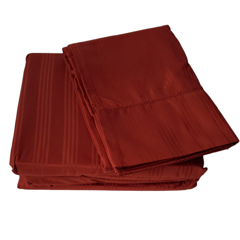 Ensemble de draps 100% coton 400 Tc, Très grand, Rouge
