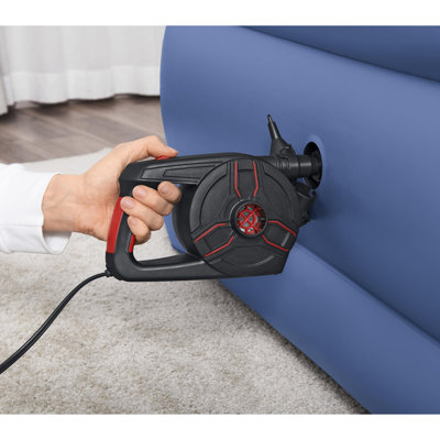 Bestway: Pompe à air électrique à courant alternatif PowerGrip Pro - Flotteurs à main, gonflage et dégonflage-Matelas-Jouets-Balles, 4 adaptateurs