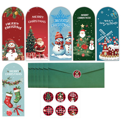 Christmas Holiday Decorative Cards Deluxe Christmas Greeting Cards With Blessings Envelope Set Includes 6 Christmas Wallet Cards+6 Envelopes+6 Sticker