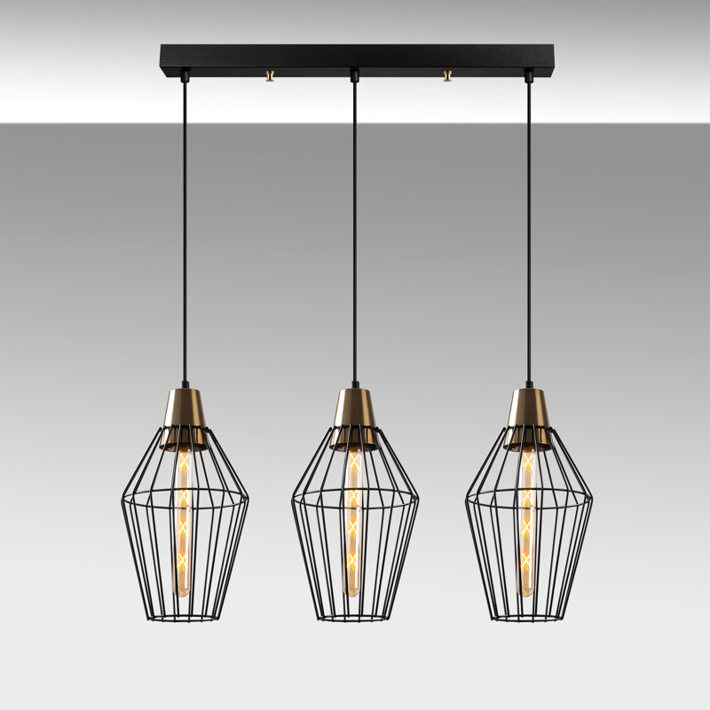 Luminaire suspendu géométrique à 3 lumières pour îlot de cuisine Cather