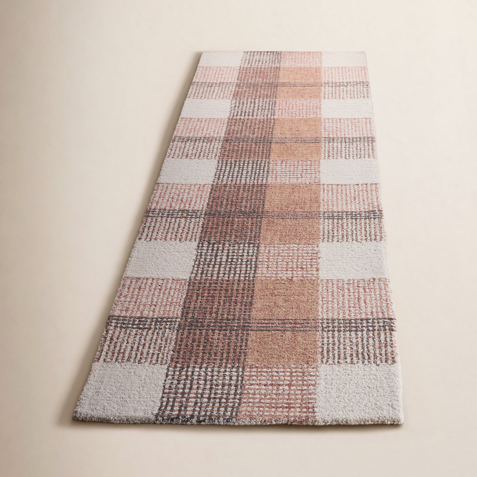 Hand-Tufted Wool Plaid Rug, Runner 2'3" x 8'