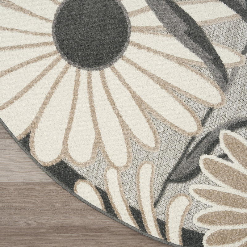 Tapis intérieur / extérieur beige Aloha, Rond 5 pi 3 po