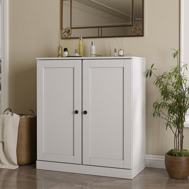 Palace Imports 100% Solid Wood 32" Bathroom Storage Cabinet with Shaker Doors, 2-Drawers & Adjustable Shelves, White
