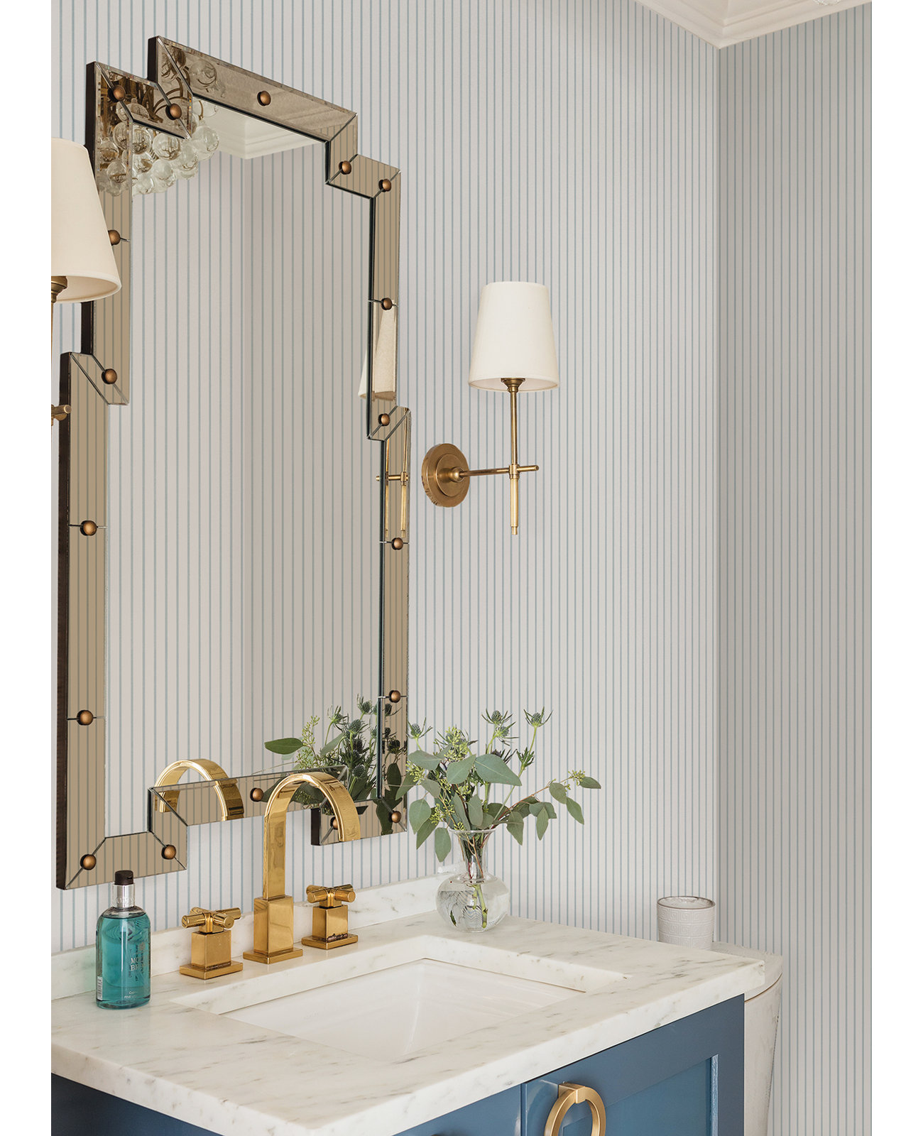 Oliver Striped Wallpaper, Light Blue