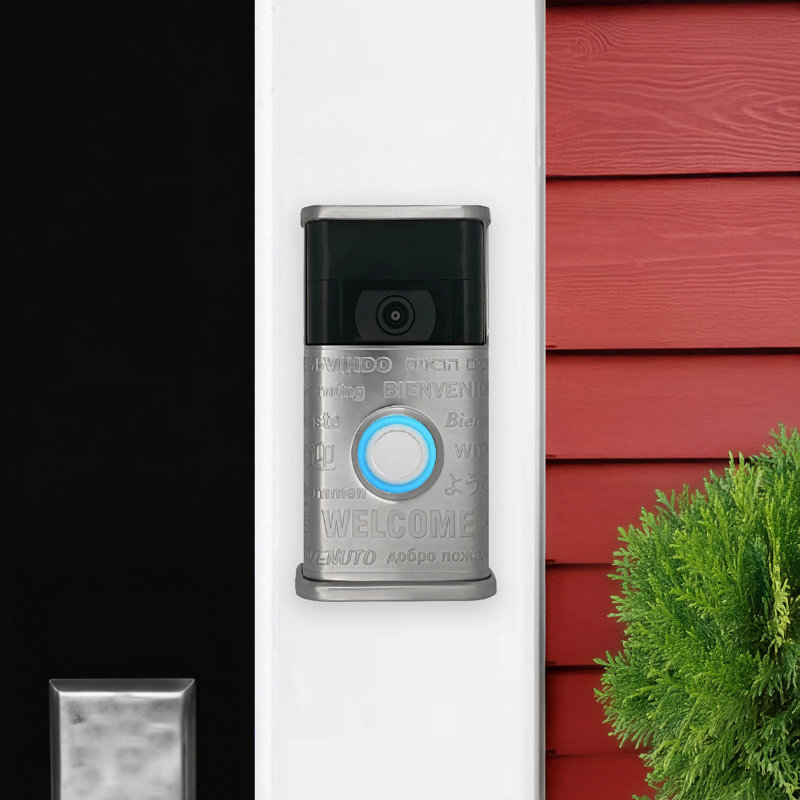 Housse de sonnette multicolore pour vidéo de bienvenue (compatible avec Ring 2nd Gen), Nickel argenté