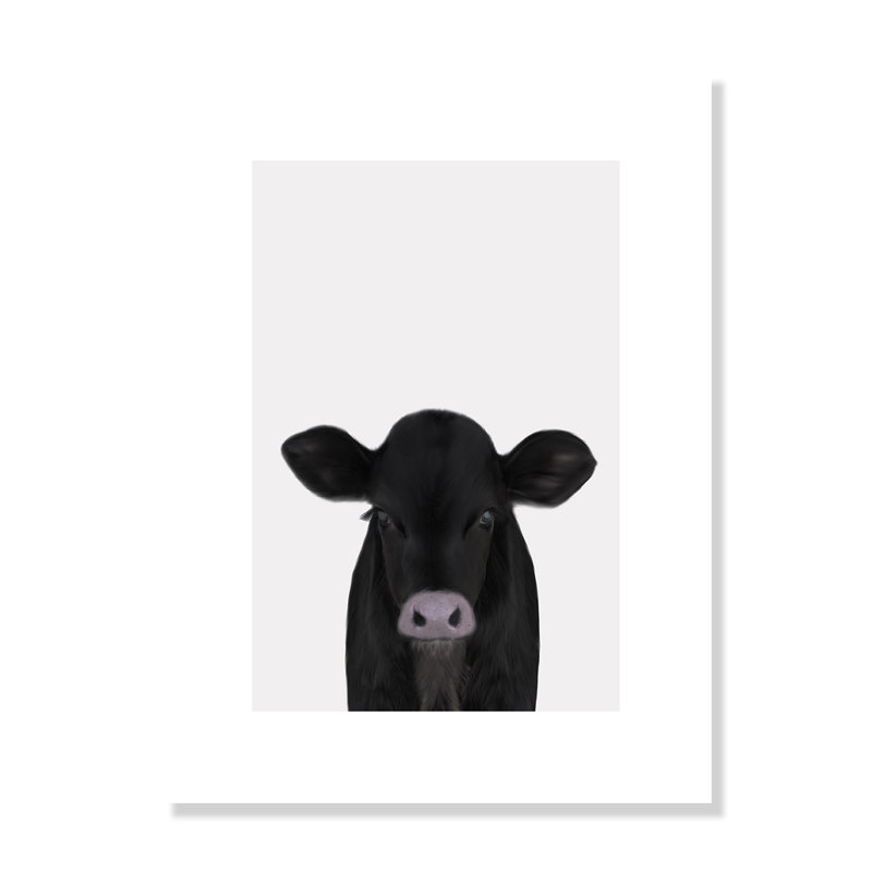 Mignon veau 1, reproduction d'art, H 16 po x l 12 po x P 1 po, Papier