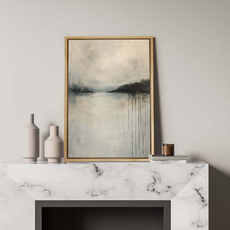 Reproduction d'art sur toile - Œuvre de paysage abstrait rétro, décor moderne pour le salon, Naturel, Toile tendue